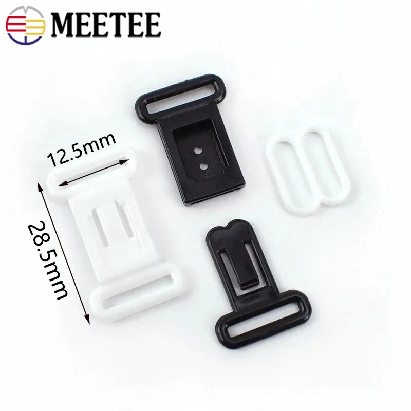 30/50Sets Meetee 12.5mm Plastic Bra Buckles Bikini Closure Adjust Hook Underware Strap Clasp Swimwear Clamp Bow Tie Accessories