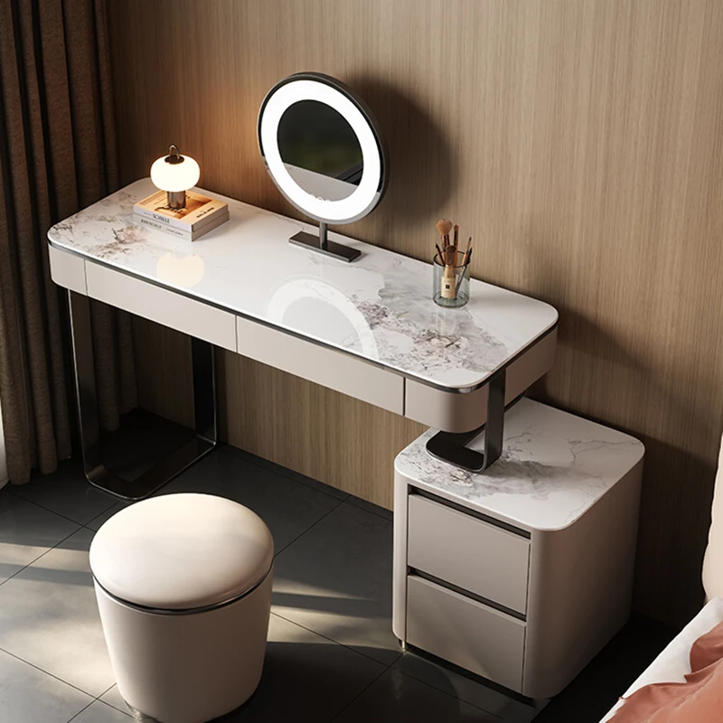 

Minimslist Luxury Dressing Table Kawaii Mirror Stylish Makeup Dressing Table Comfy Chair Mesa De Maquillaje Bedroom Furniture