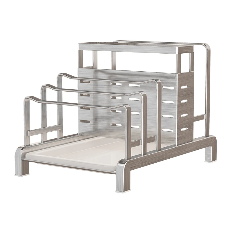 

Multifunctional storage rack cutting board kitchen 304 stainless steel sink knife holder with slot drainage basket organizer