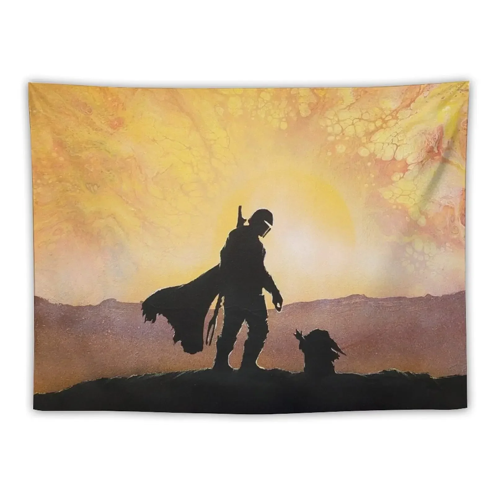 mando hunter and child canvas Tapestry Nordic Home Decor Decorative Paintings Room Decor Aesthetic Tapestry