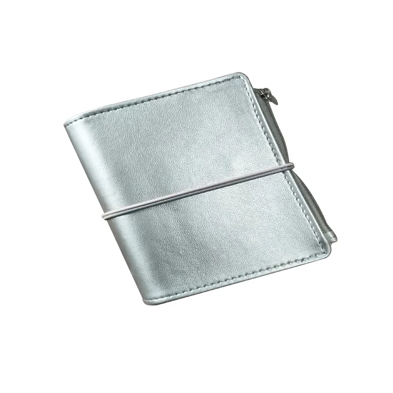 Flash Silver M5 Loose-leaf Handbook Girls Pocket Notebook Portable Planner Leather Card Storage Book Notebooks and Journals