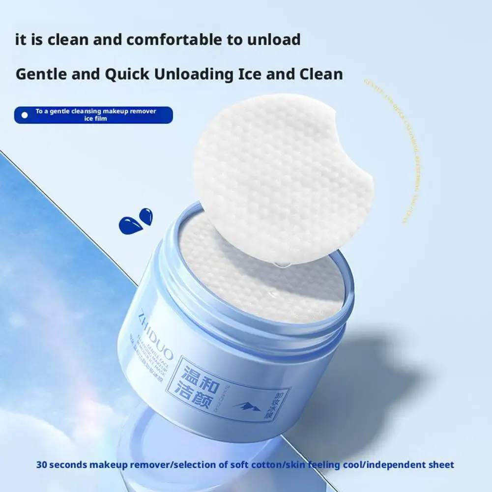 Gentle Makeup Remover Wipes All-in-One, Icy Cooling Cleansing Facial Wipes for Waterproof Mascara & Eye Makeup, Portable