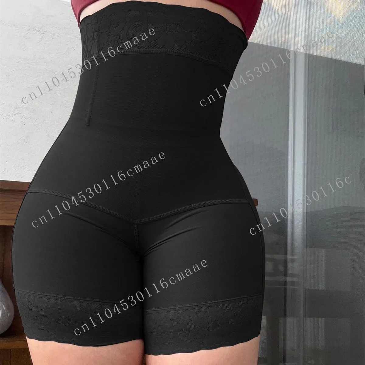 Suitable for one-piece women's clothing, high waist lace, non-slip, waist lift, hip lift, body, belly pants, breathable pants