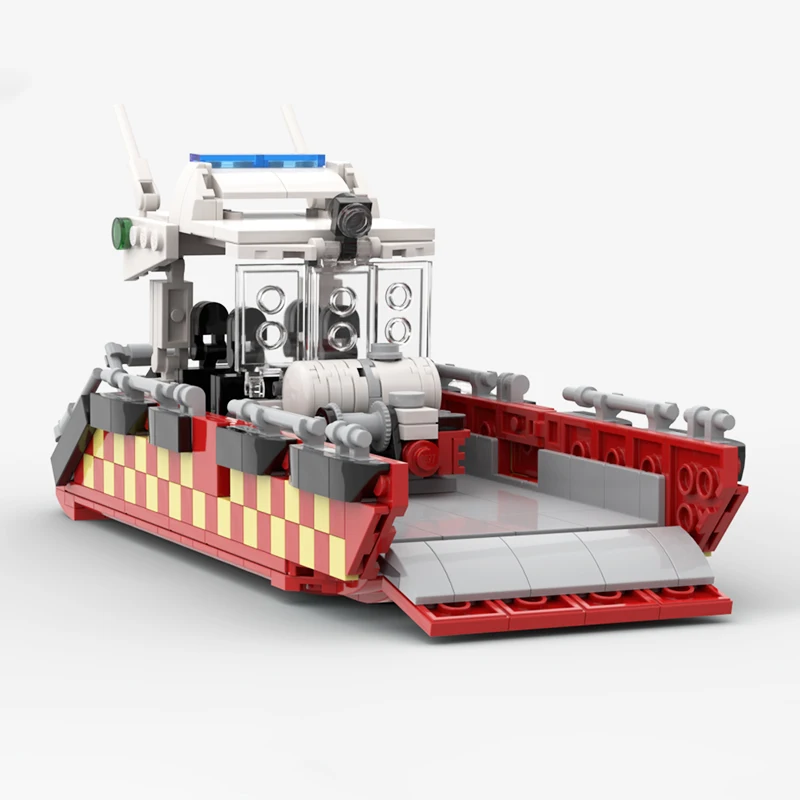 MOC City Fire Rescue Boat Building Blocks Maritime Fireboat Ship Model Tech Water Cannon Vehicle Bricks Toys For Birthday Gift