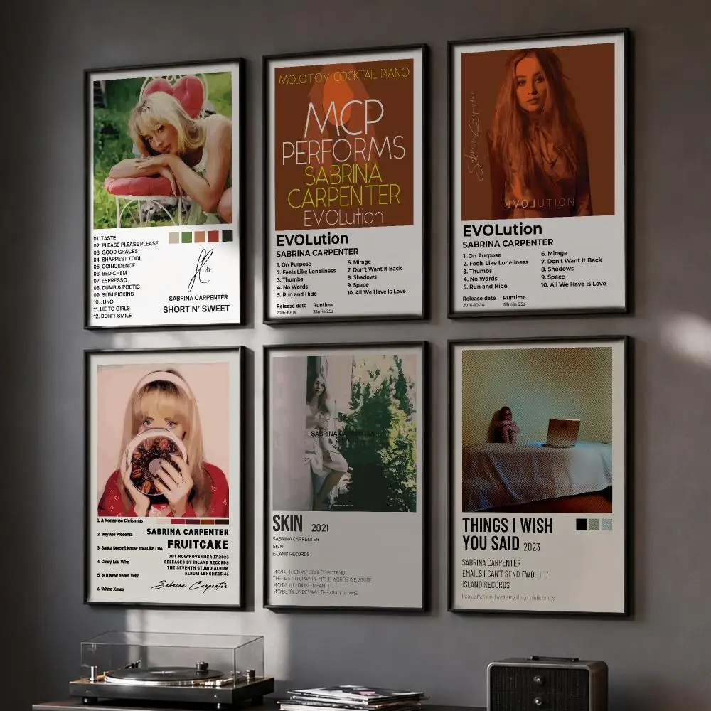 Sängerin S-Sabrina C-Carpenter Porträt-Poster HD Wandaufkleber für Zuhause, Flur, Wohnzimmer, Schlafzimmer, Bar, Büro, Dekor, Kunstdrucke