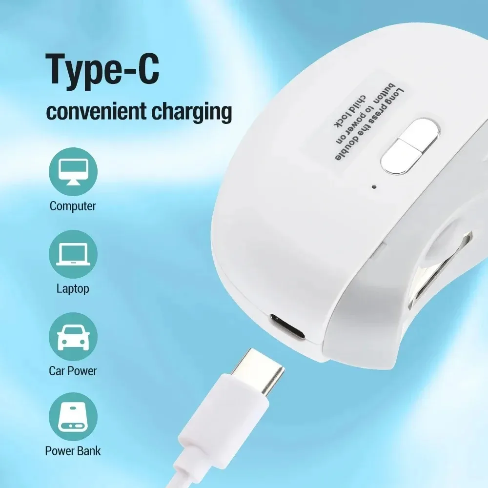 ماكينة قص الأظافر الأوتوماتيكية الكهربائية الآمنة للأطفال والكبار ماكينة حفر الأظافر المضادة للقرصة قابلة لإعادة الشحن للعناية بالأظافر والباديكير #3