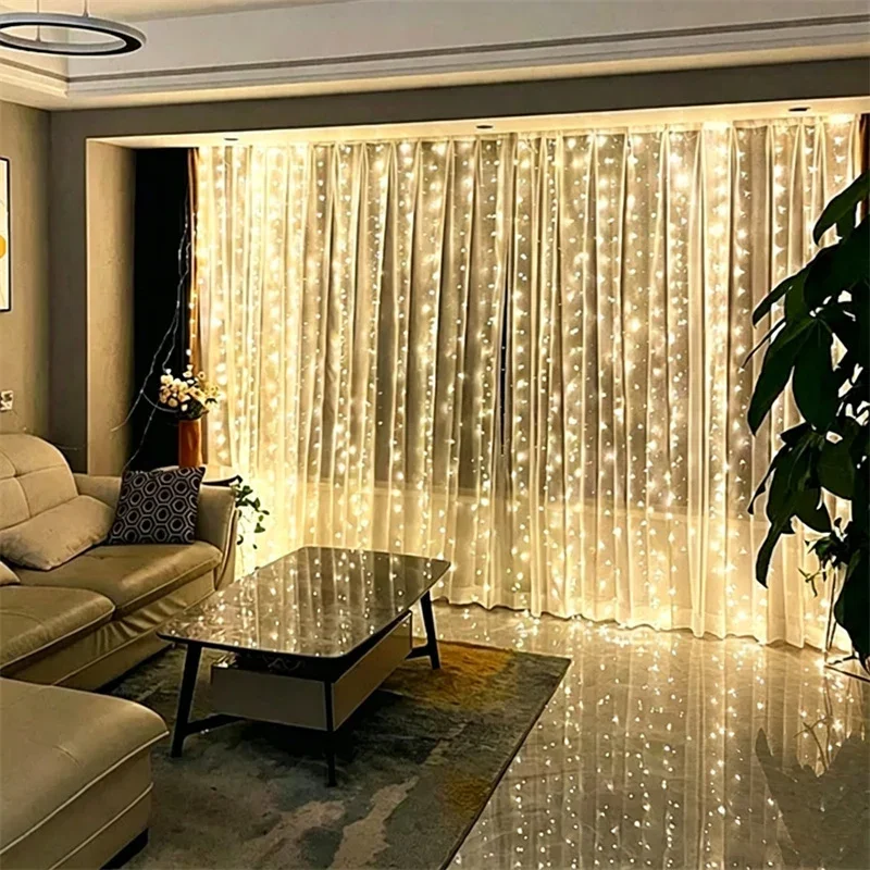 USB Powered Christmas Curtain Lights with Remote 8 Modes Holiday String Lights Wedding Party Xmas Window Room Decor Aesthetic