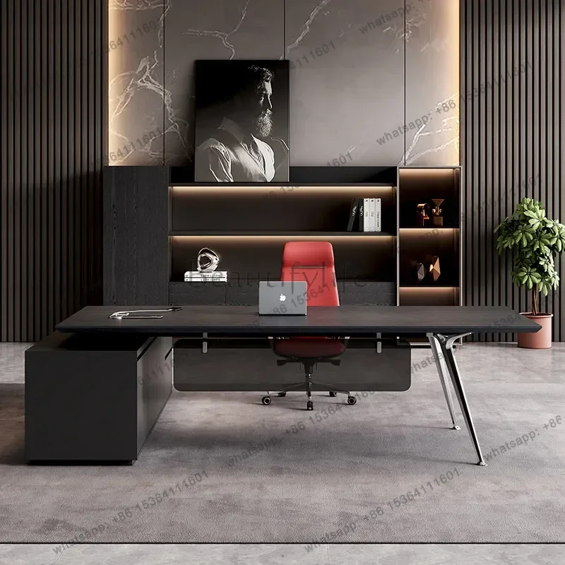 PG Display Aesthetic Office Desk Modern Decoration Design Wooden Executive Office Desk Drawer Storage Scrivania Salon Furniture