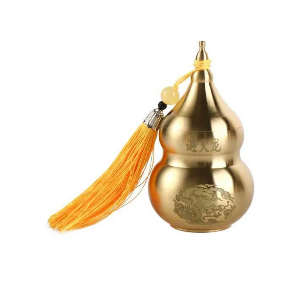 Gourde artisanale en cuivre, style chinois, motif Dragon anti-feu, à couvercle supérieur ouvrable, artisanat ancien, ornement lisse pour étagère