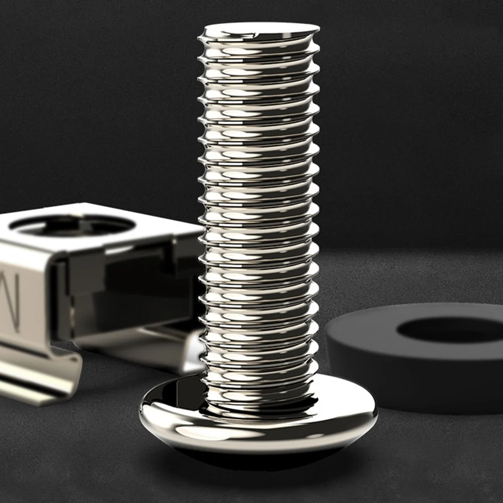 Rack Mount Gaiola Porcas, Parafusos e Arruelas para Rack Mount Server Cabinet, Rack Mount, Prateleiras Servidor, M6X16mm, 50 Pcs