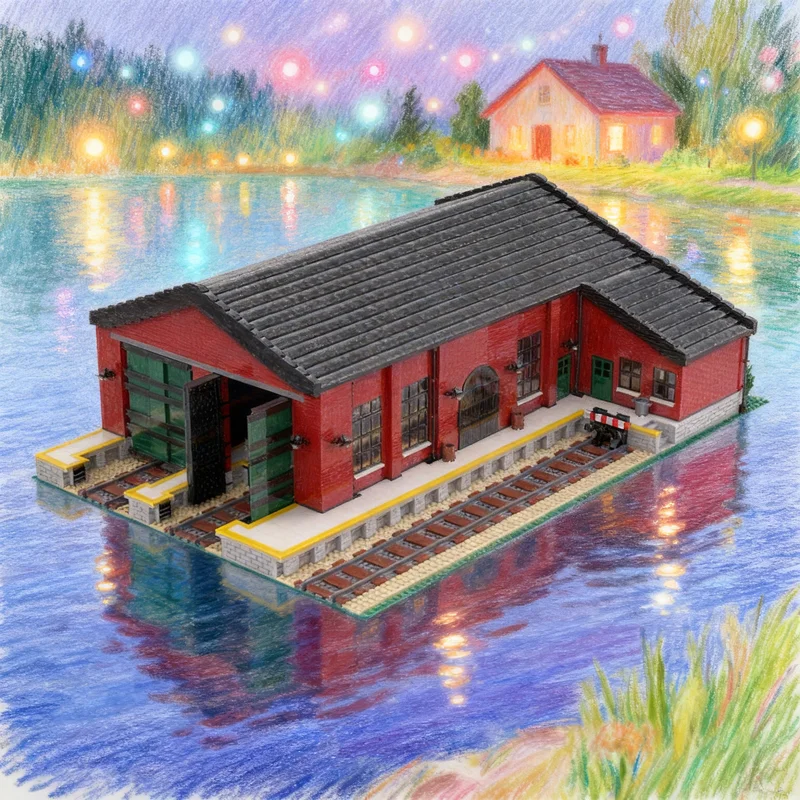 

10271pcs MOC Entrepo T Pour Locomotives Engine House City Trains Model Building Blocks DIY Creative Gift Display Decor Premium