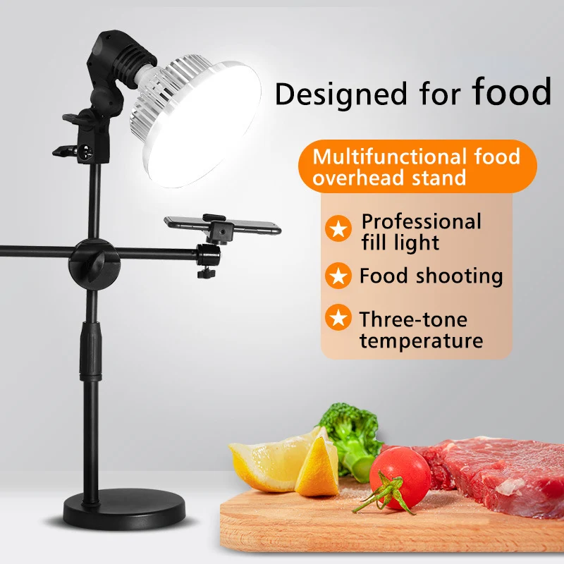 Adjustable Desktop Phone Shooting Bracket Stand+ Boom Arm+Super Bright 35W LED Light Photo Studio Kits For Desktop Photo/Video