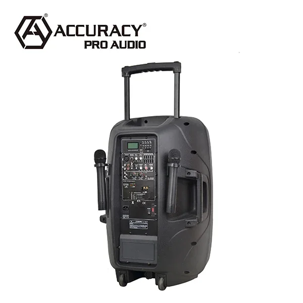 Accuracy Pro Audio CMB15AVX Active Trolley Battery Powered Plastic 15'' Inch 120W Outdoor Powered Portable Speaker Wireless