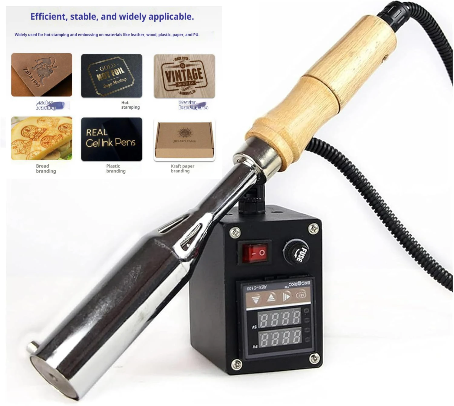 110V/220V Handheld Hot Stamping Machine 0-400 ℃ Temperature Adjustment for Embossing Leather/cake Wood Markings 300W M5/M8