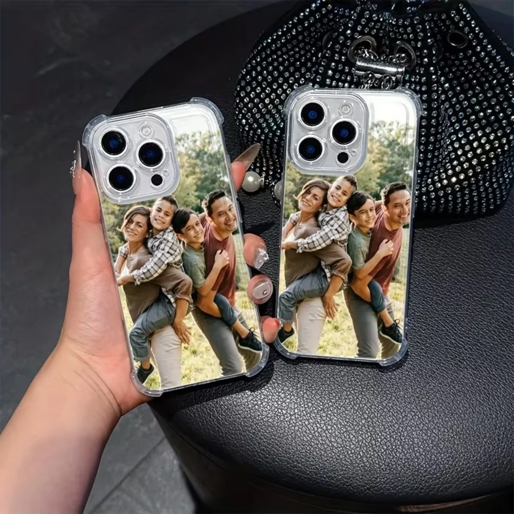 DIY Photos Customization Transparent TPU Four-Corner Anti-Fall Phone Case For IPhone 18 17 16 15 14 13 12 11 Pro Max Plus Cover