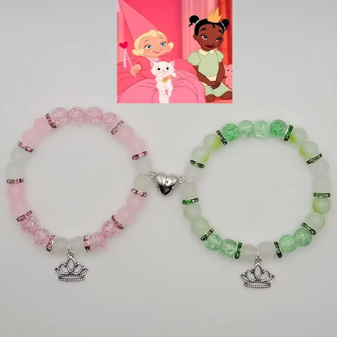 Set of 2 Matching Cartoon Bracelets Tiana and Lottie