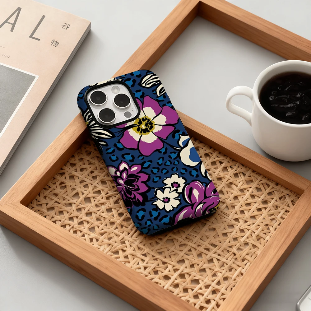 الأزهار ليوبارد IPhone17 يجب أن يكون لديهم جراب هاتف آيفون 17 16 15 14 13 12 برو ماكس زائد طبقة مزدوجة الغطاء الخلفي INS