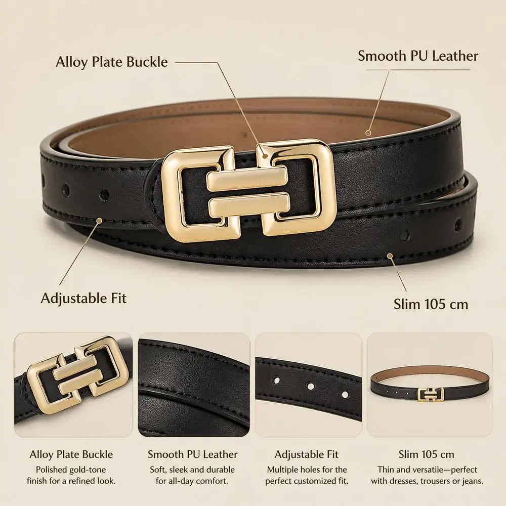 Gifts PU Women Belt Multicolor Alloy Buckle Waist Belt Adjustable Slim Pants Belt Women's Accessories