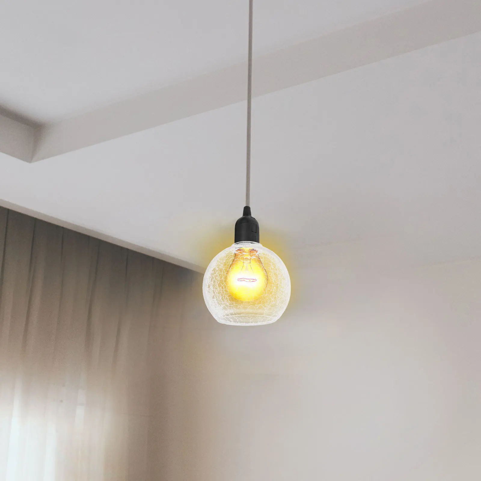 

Cracked Pattern Round Ball Glass Lampshade Replacement Cover Pendant Lamp Shade Decorative Ceiling Light Fixture
