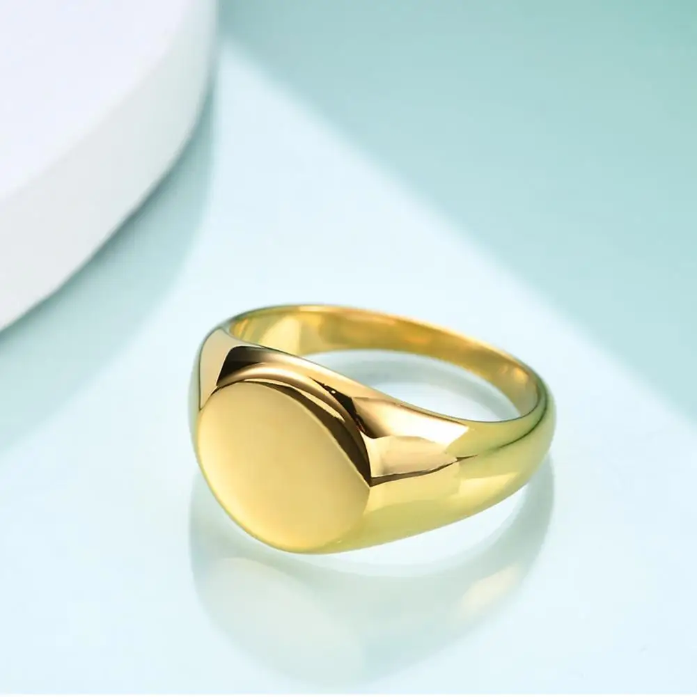 Simple Design Ring Retro Ring Titanium Steel Jewelry Polished Round Surface Finger Band Simple Style Lightweight Anti-rust