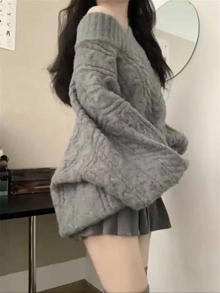 

Мягкий уютный вязаный свитер и юбка с v-образным вырезом, женский комплект модной осени и зимы для отдыха, комплект из двух предметов, нежный ветер