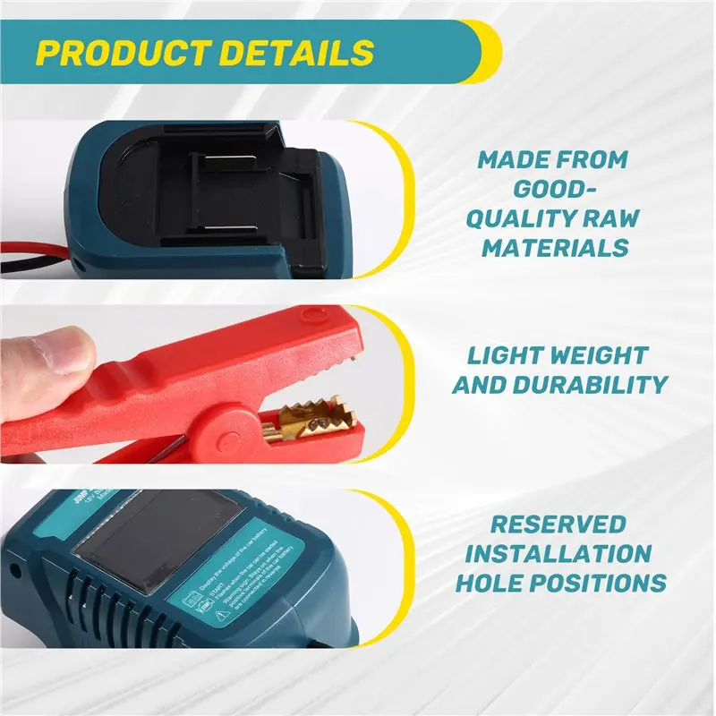 A48P-Car Jump Starters Adapter With Display For Makita 18V Battery Portable Battery Starter Auto Booster Cables