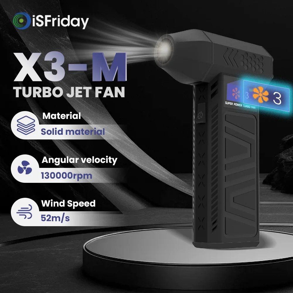 X3-M 터보 팬 130000RPM 강력 송풍기 미니 터보 제트 팬 3단 풍속 표시 휴대용 덕트 팬 전기 에어 더스터
