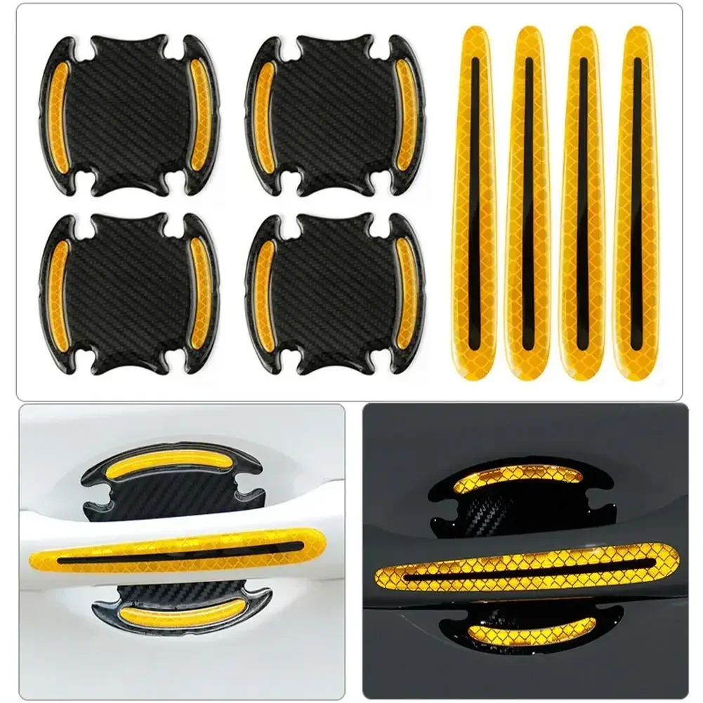 4/8PCS Car Door Handle Reflective Sticker Protection Sticker Door Handle Paint Surface Anti-scratch Reflective Sticker