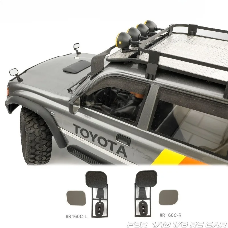 Front Hood Sand Board Mirror Simulation Decorative Additional Rearview Mirror For 1/10 1/8 Rc Crawler FCX10 LC80 LC79