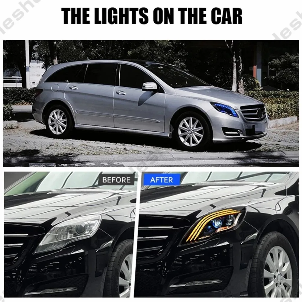Pair LED Headlights For 2011-2017 Benz W251 R-Class R300 R320 R350 R400 R500 Headlight Front Lights Turn Signal DRL Head Lamp