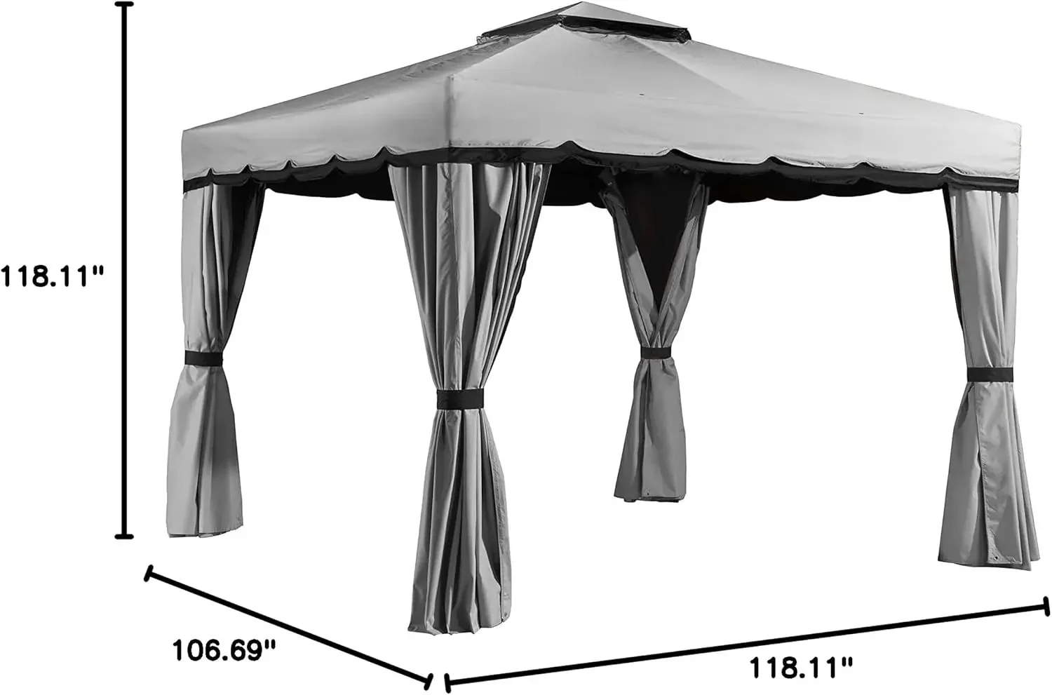 Outdoor 10' x 10' Roma Fabric Soft-Top Gazebo Sun Shelter, Grey/Black