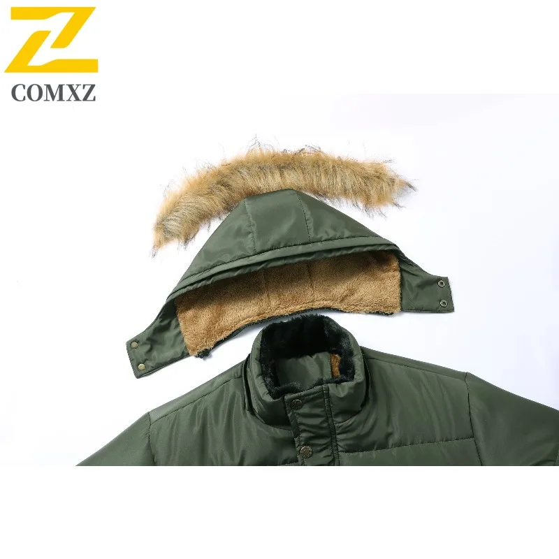COMXZ الدافئة القطن وسادة مبطنة صوف مبطن سميكة فضفاضة التخييم عالية الجودة الشتاء سترة الثلوج حجم كبير الرجال معطف الحشو #4