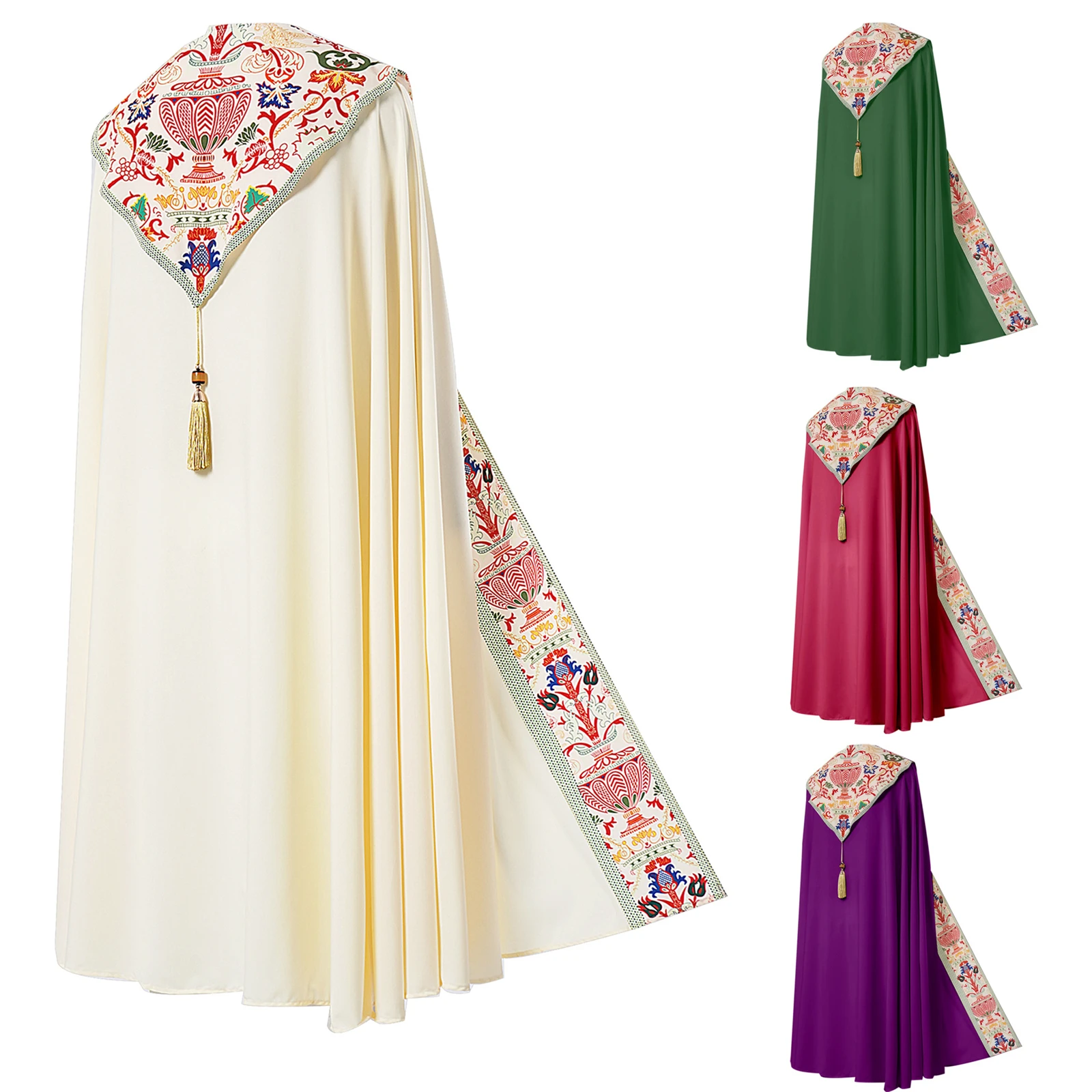 Katholische Klerus-Kassel für Herren mit Quasten-Anhänger, Unisex-Kirchen-Priester-Gewand, Feiern, Umfang, Massenrobe für Party