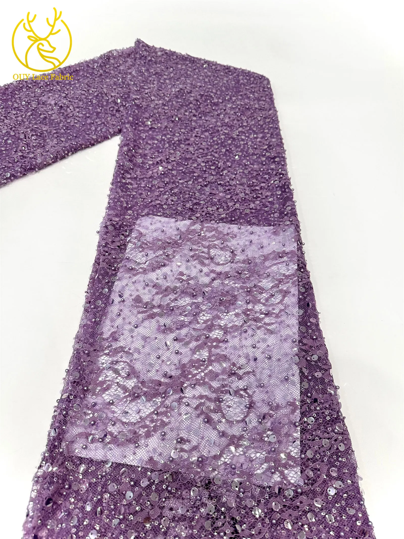 Tela de encaje africana francesa con lentejuelas y cuentas, 5 yardas, encaje nigeriano bordado para vestidos de fiesta y bodas para damas.