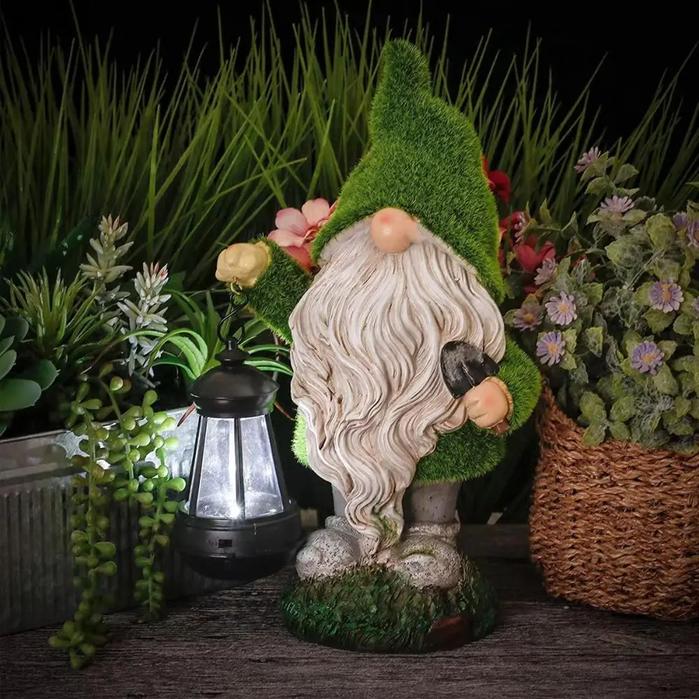 

Resin Dwarf Statue Solar Light Creative Gnome Door Welcome Sign Dwarf Elf Statue Ornament Solar Power LED Light Crafts