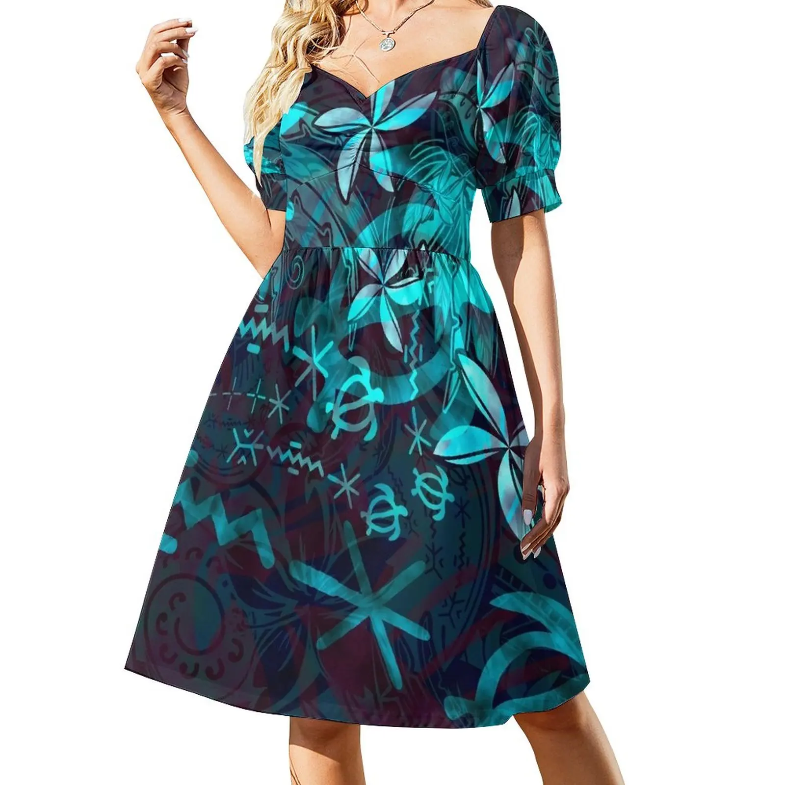 

Hawaiian - Polynesian Tropical Abstract Sleeveless Dress Cocktail of dresses sexy dress for women