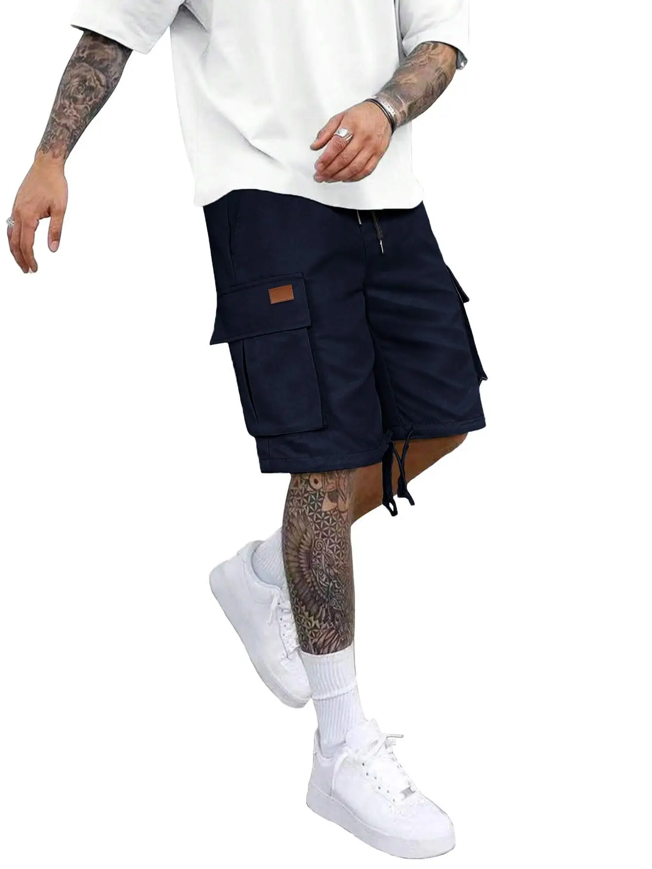 

2025 New young men's casual cargo shorts multi-pocket loose summer outdoor sports pants lightweight five quarter pants