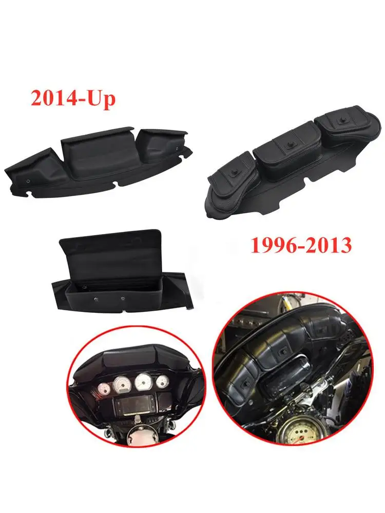 Poudres de carénage de pare-brise BatOOpour moto, pare-brise noir à 3 poches, sac pour Harley Electra Street, Fetal de Ultra Limited, 1996 +