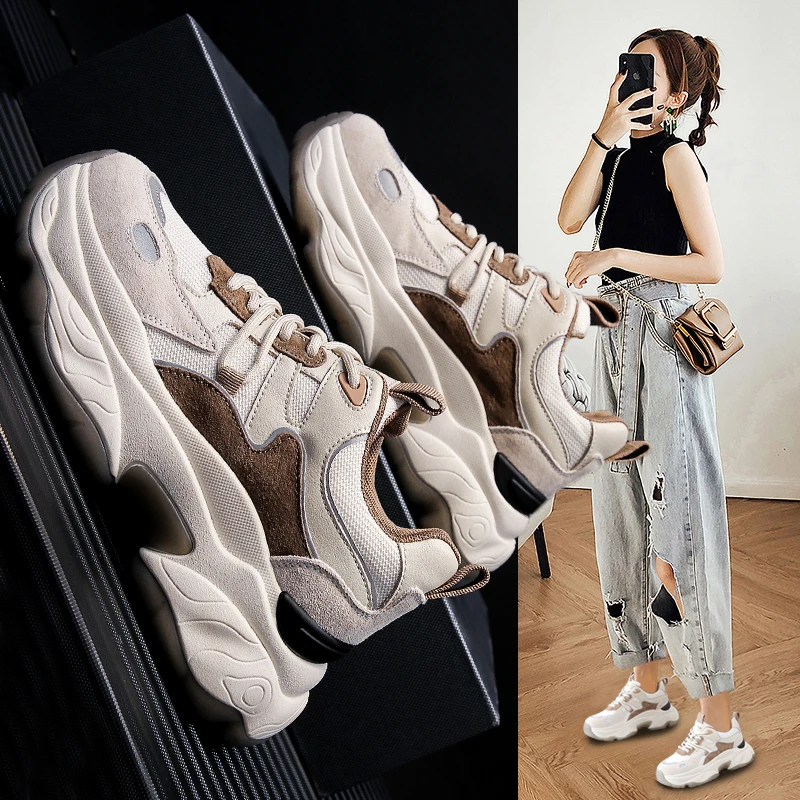 

2025 Women's Autumn Thick Bottomed Hot Selling Lightweight Shoes Versatile Casual Sports Shoes Comfortable Женская Обувь