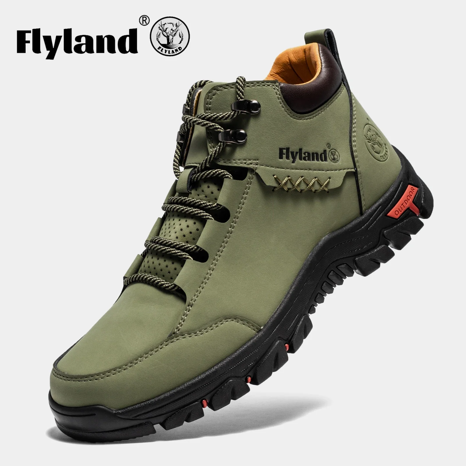 FLYLAND Fashion Men Dress Boots Male Split Leather Shoes Casual Handmade Shoes Luxury Men Ankle Boots