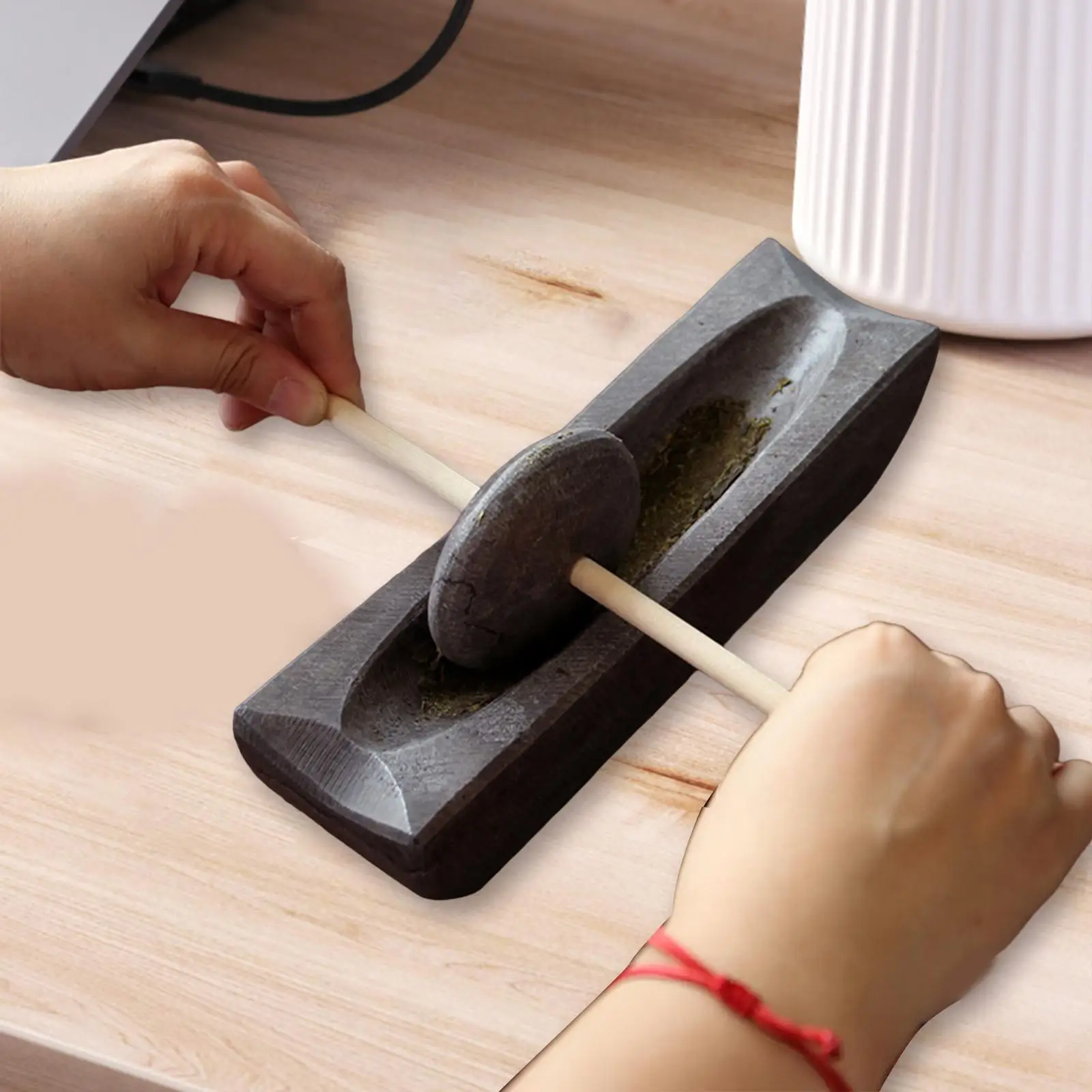 Spice Grinding Set Multipurpose Deepened Portable Easy Clean Garlic Masher Set for Matcha Tea Powder Pepper Grinding Tea Cake