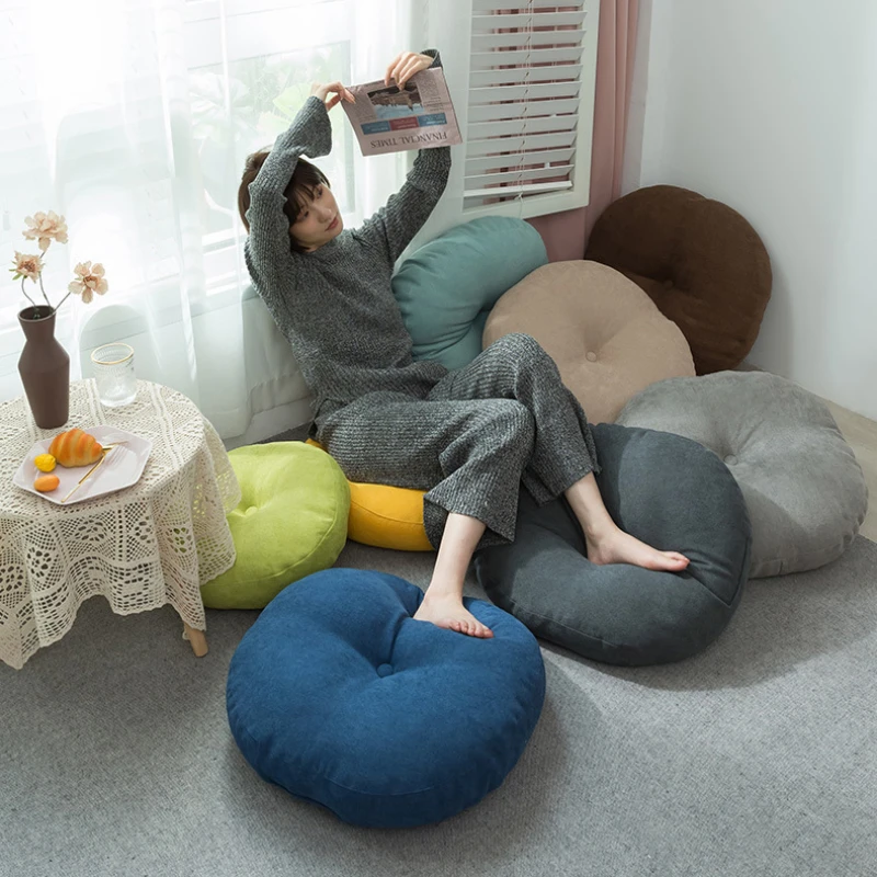 

Floor Seat Cushion Thickened Meditation Chair Cushion Simple Japan Style Futon Round Cotton and Linen Tatami Balcony Cushions 방석