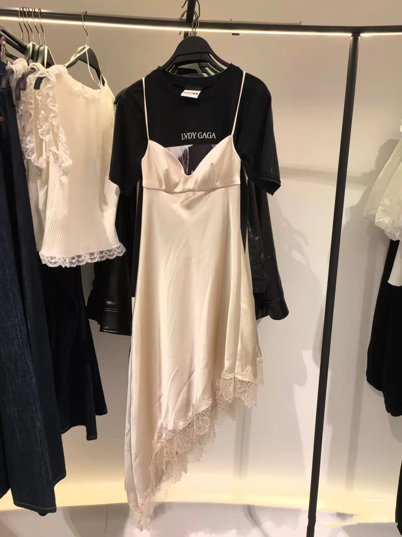 

Шелковое атласное чувственное кружевное платье Che Sle Bal Dr, женское летнее повседневное платье свободного покроя с v-образным вырезом, полиэфирное волокно