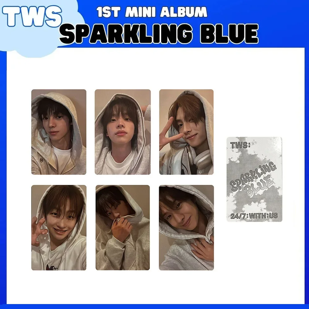 6pcs/Set Kpop TWS 1st Mini Album Sparkling Blue Photoard DOHOON Lucky Draw LOMO Card Shinyu Hanjin Kyungmin Fan Collection Gift