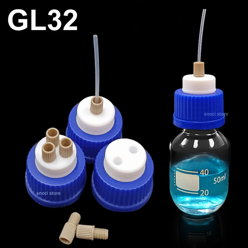 GL32 Reagent Cap Mobile Liquid Bottle Cap With Peek Joint PTFE Bottle Cap 50ml Bottle Cap HPLC Bottle Mobile Phase Bottle Cap