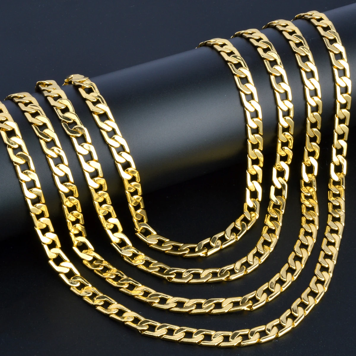 Classic Cuban Link Chain Necklace For Men 18K Gold Plated Male Choker Collar Punk Jewelry Retro Trendy Party Gifts