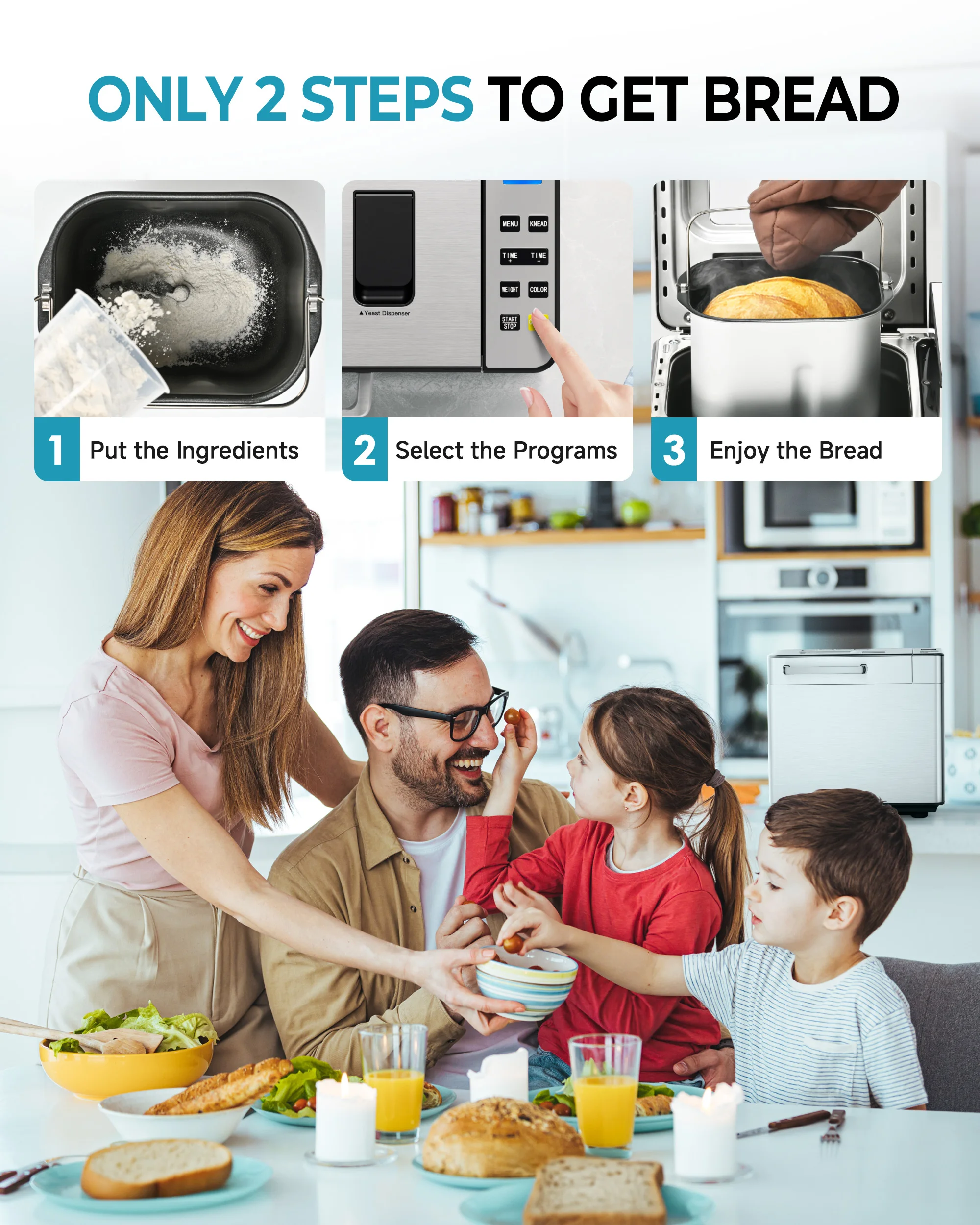 Bread Maker,2lbs Capacity,25 Programs,3 Bread Sizes and Crust Colors to Choose,Recipe Book Included,Prefect for Kitchen,Gift