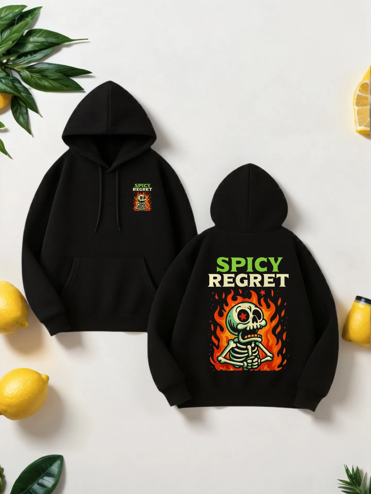 

Мужская толстовка с рисунком, принт с черепом Spicy Regret, повседневный уличный стиль, на флисовой подкладке, для повседневной носки, для мужчин