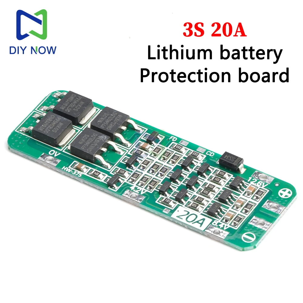 BMS Protection Board 3S 20A 18650 Li-ion Lithium Battery Charger Module PCB Module Over Discharge Over Current Protection