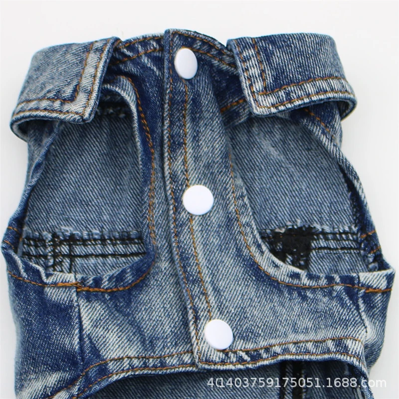 Dog Jeans Jacket Cool Puppy Denim Dog Shirts for Small Medium Dogs Cats Lapel Harness Vests Washed Scratch Design Dog Clothes